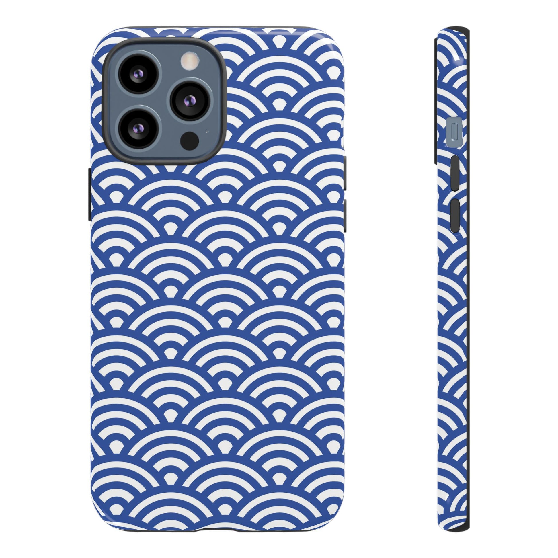 Blue Wave Pattern Tough Phone Case for iPhone 13 models