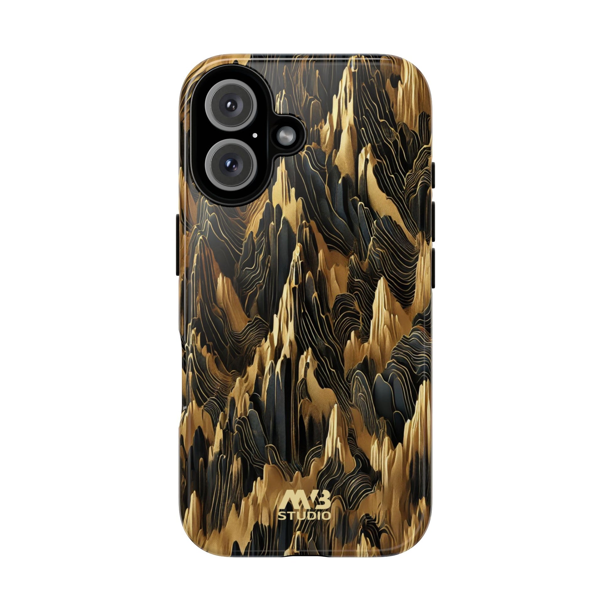 Black & Gold Terrains Tough iPhone Case