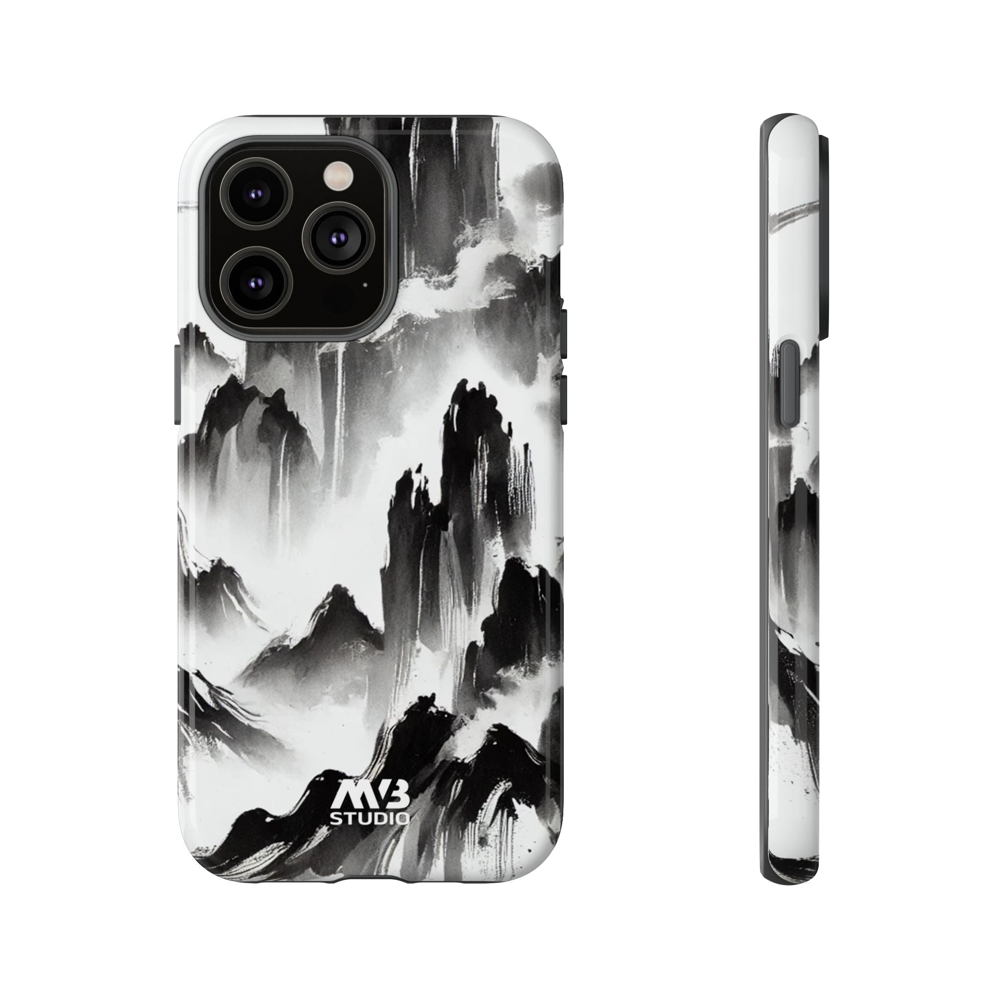 Black Ink Mountain Tough iPhone Case - MVB STUDIO STORE