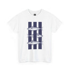 White t-shirt with fish design on a white background