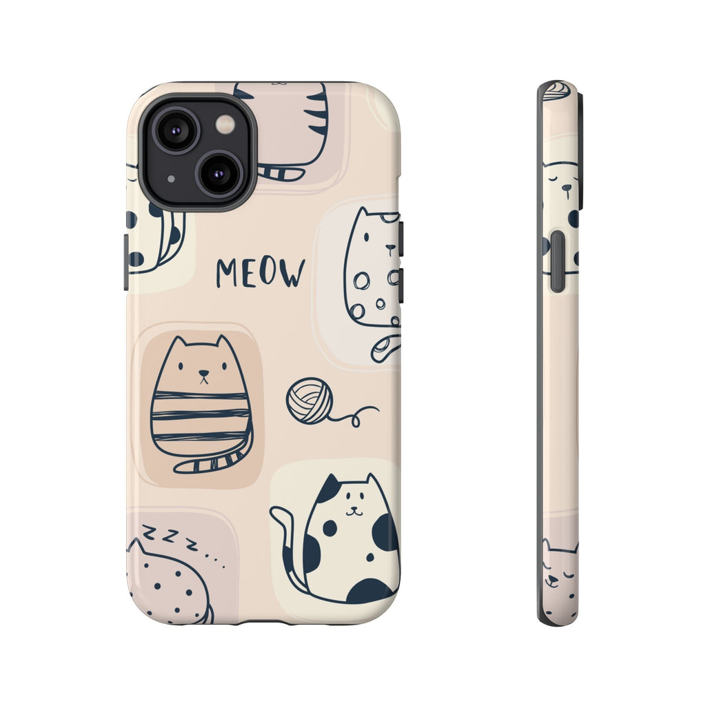 Cute Cat Drawings Tough iPhone Case - MVB STUDIO STORE