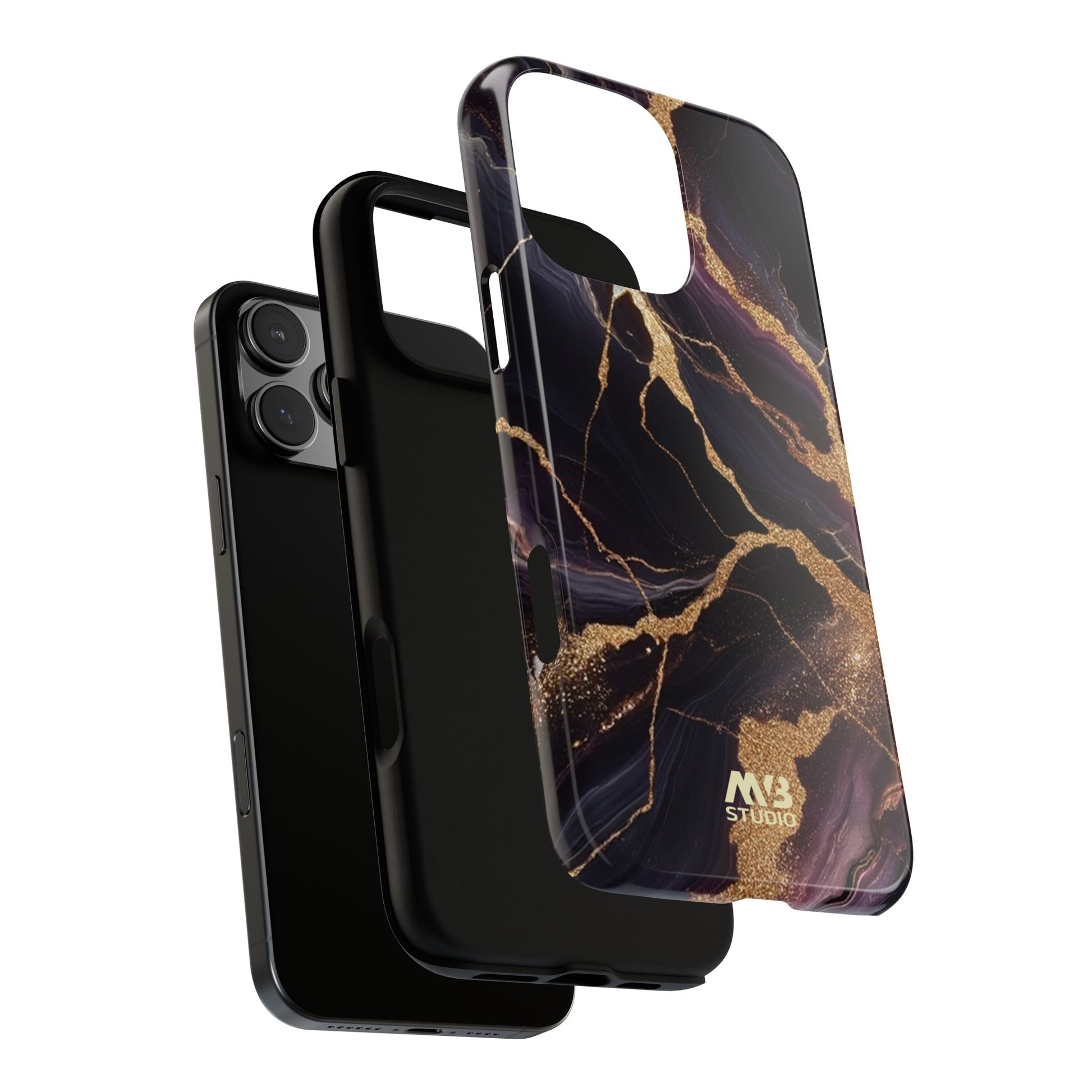 Purple & Gold Marble Tough iPhone Case