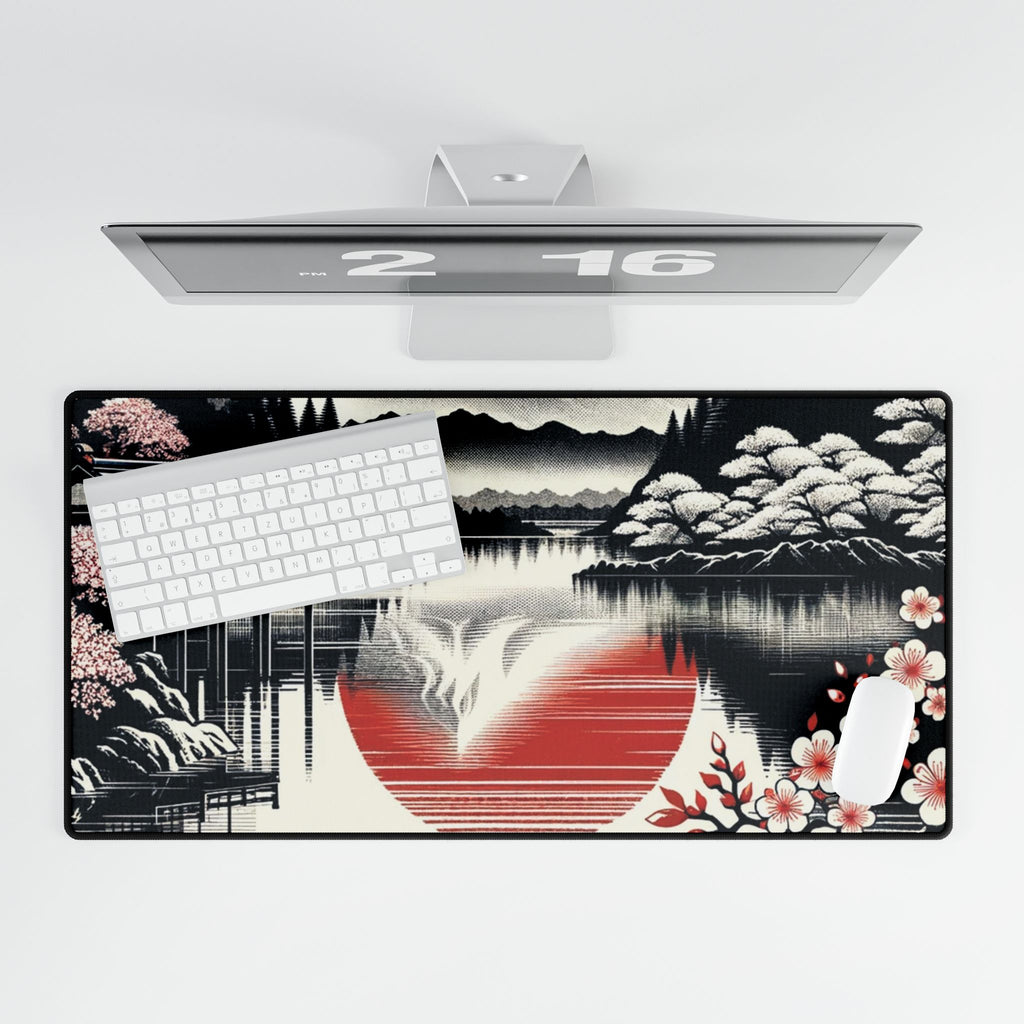 Japanese Sunset Desk Mat | Sakura Lake Mouse Pad