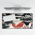 Japanese Sunset Desk Mat | Sakura Lake Mouse Pad