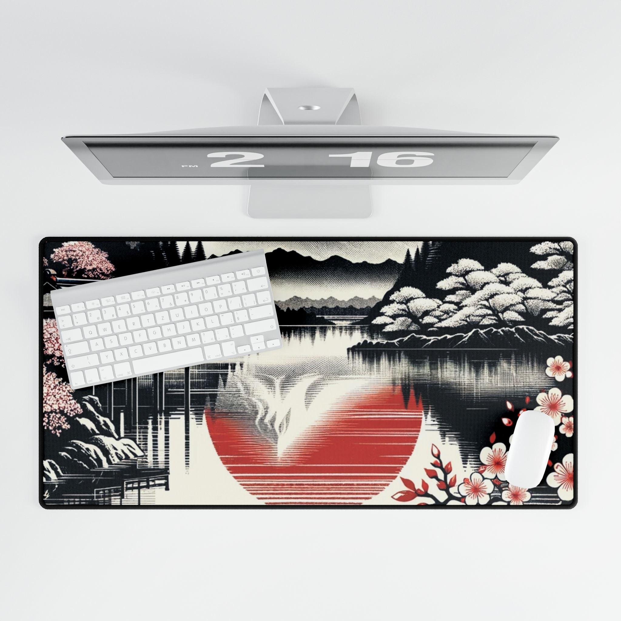 Japanese Sunset Desk Mat | Sakura Lake Mouse Pad