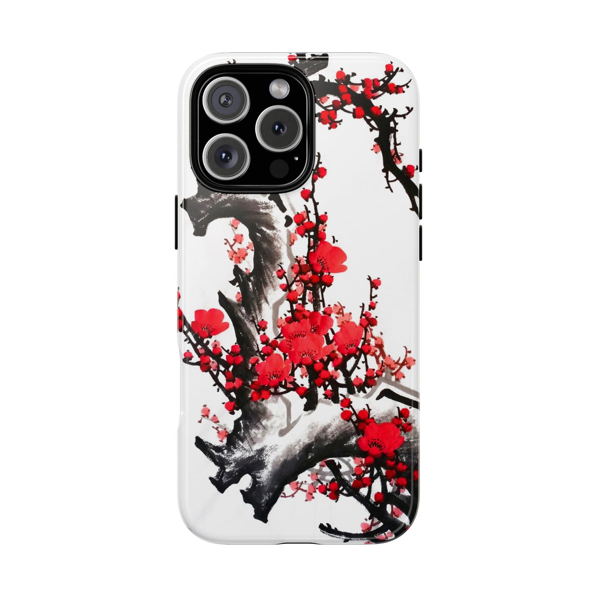 Plum Blossom Ink Tough Phone Case for iPhone 16 Models