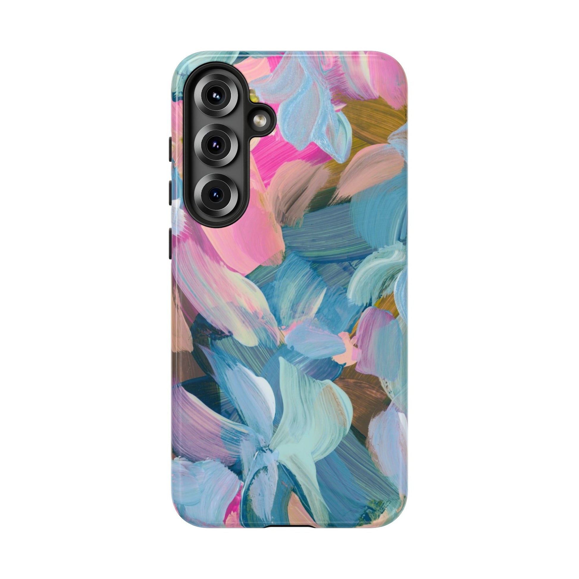Abstract floral painting Samsung phone case featuring vibrant colors and artistic brush strokes, designed for style lovers.