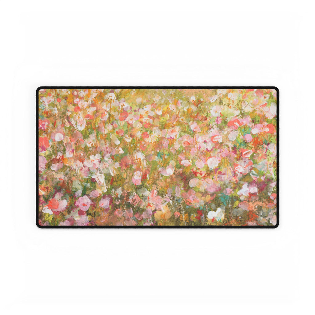 Floral Meadow Desk Mat - Pastel Impressionist Large Mouse Pad