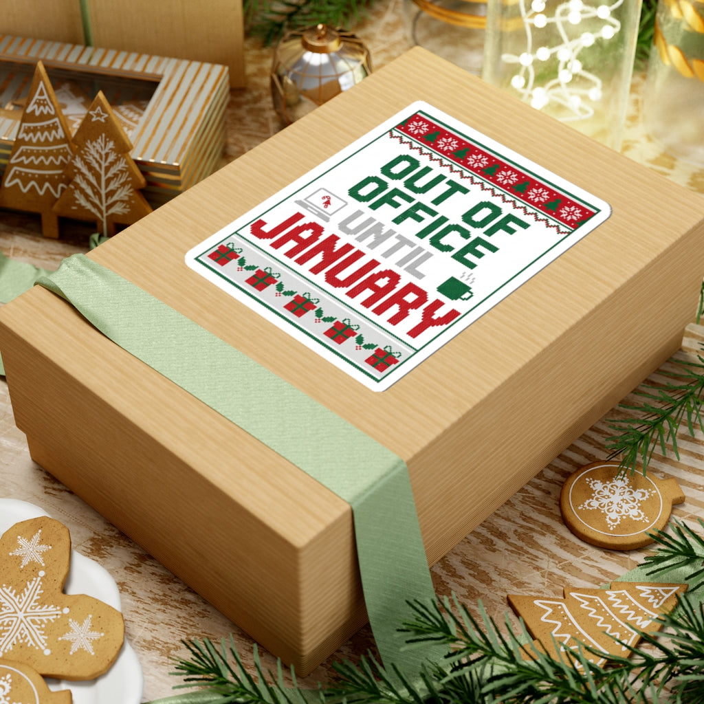 Out of Office Until January Sticker | Ugly Christmas Sweater