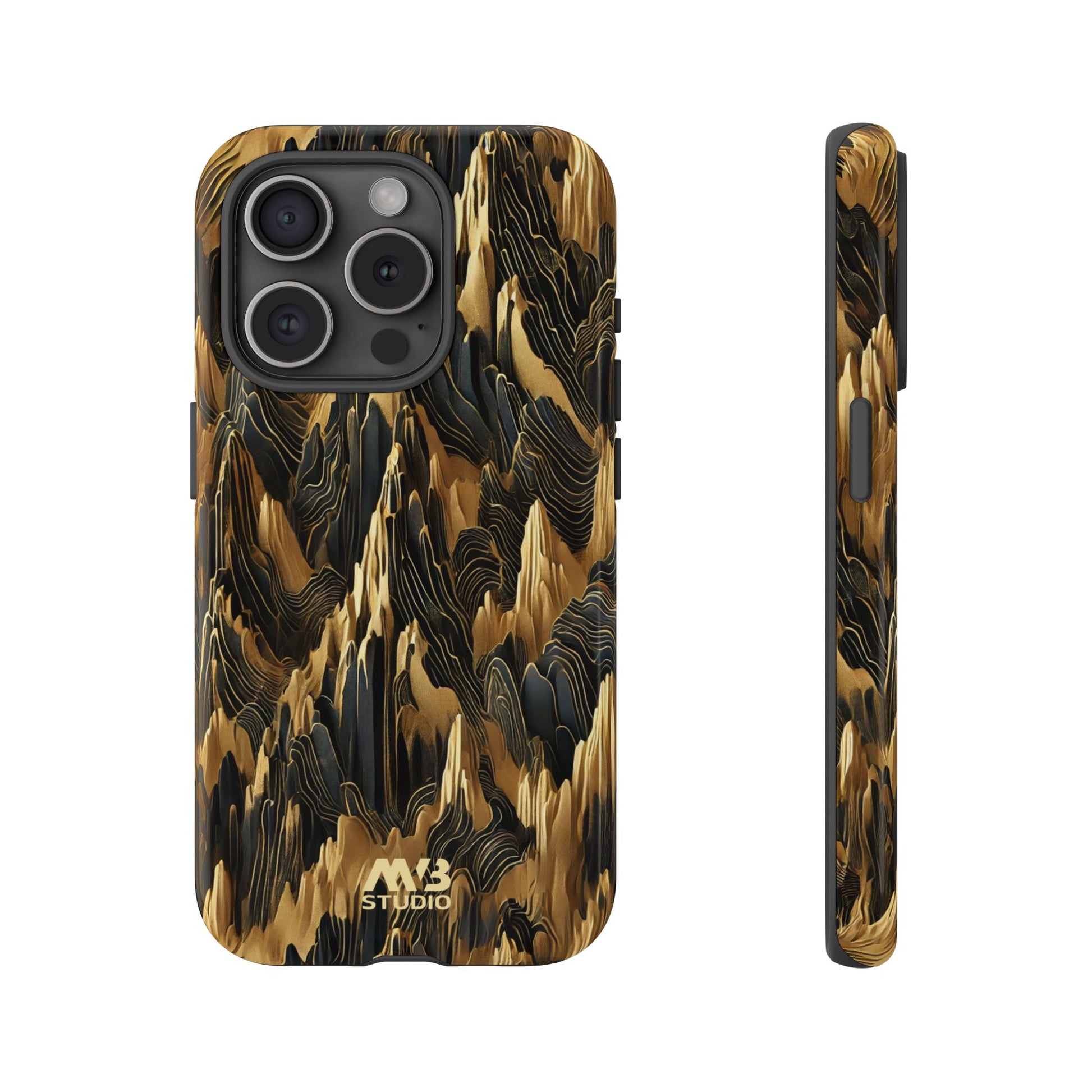 Black & Gold Terrains Tough iPhone Case