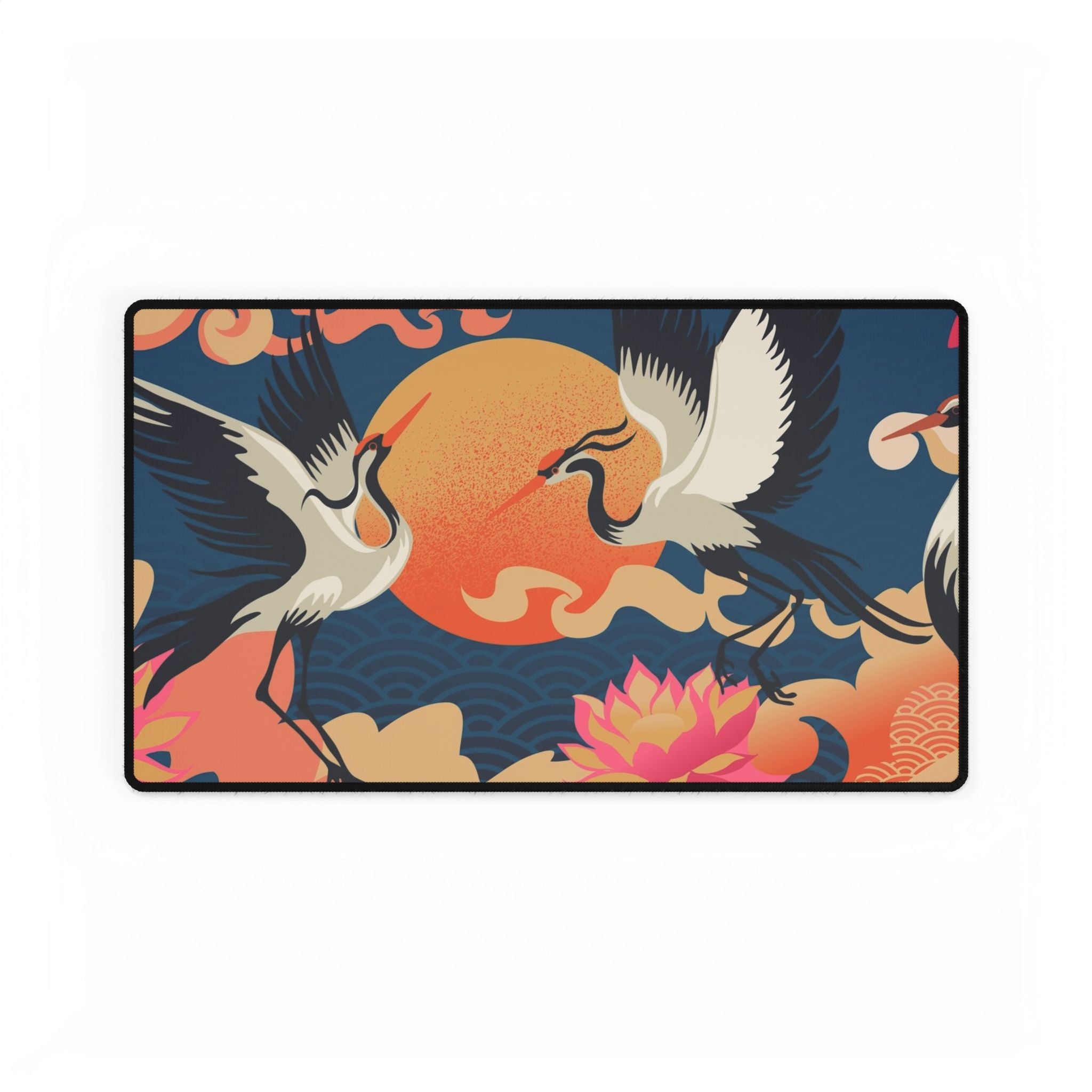 Cranes & Sunset Desk Mat - Japanese-Inspired XL Mouse Pad