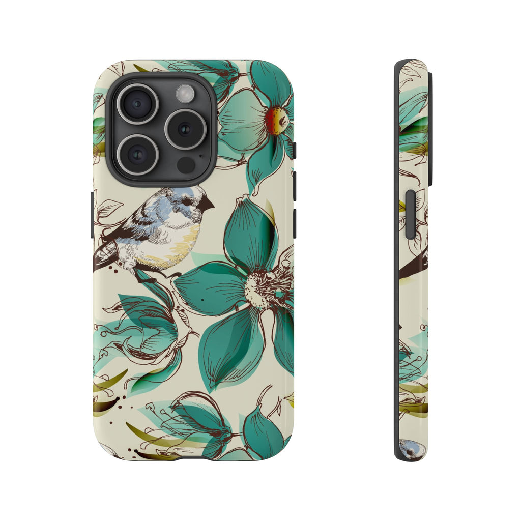Retro Birds & Flowers Tough iPhone Case - MVB STUDIO STORE