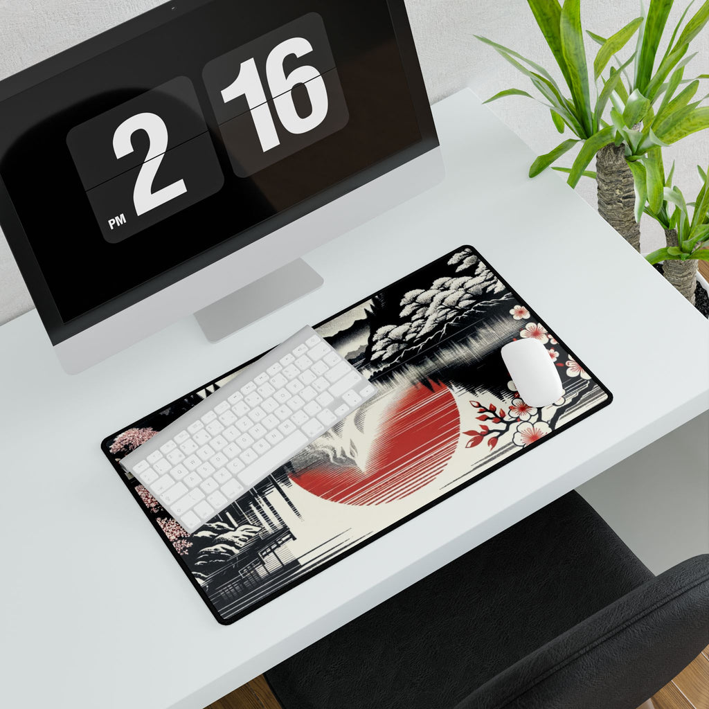 Japanese Sunset Desk Mat | Sakura Lake Mouse Pad