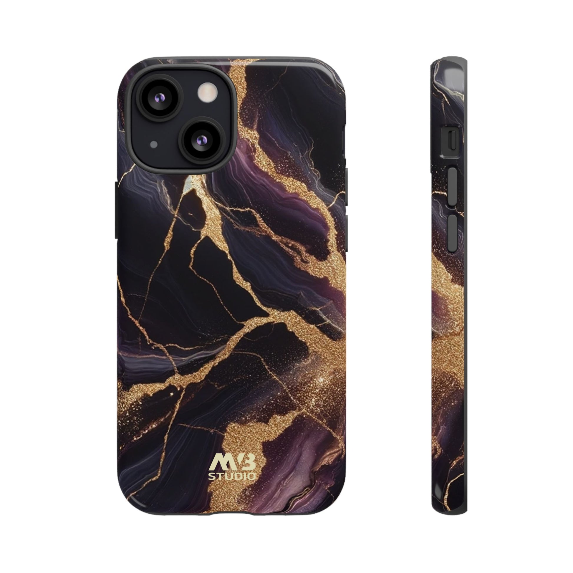 Purple & Gold Marble Tough iPhone Case