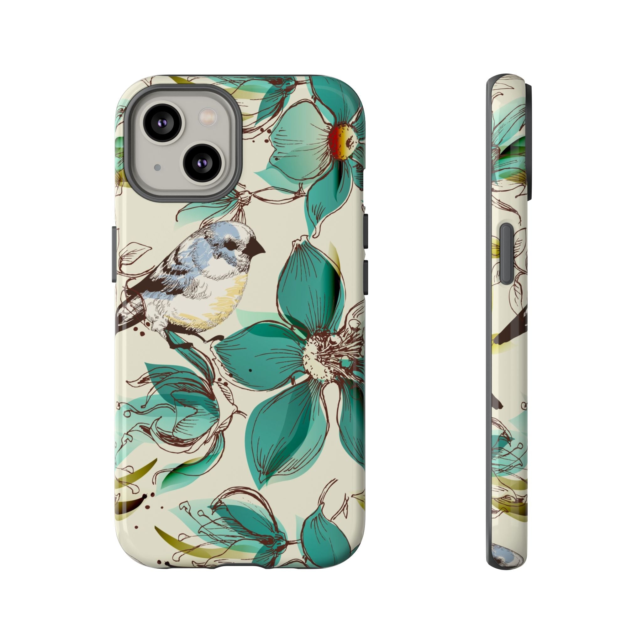 Retro Birds & Flowers Tough iPhone Case - MVB STUDIO STORE