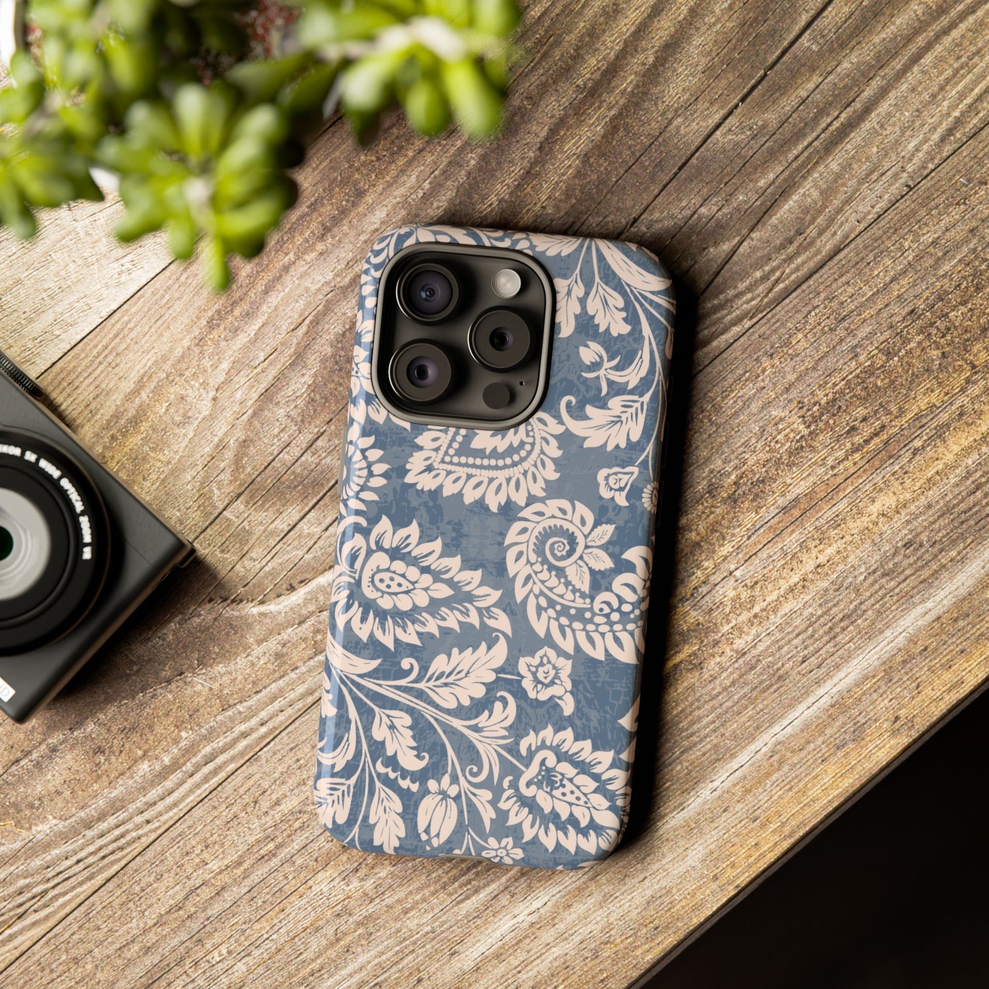 Blue Floral Pattern Tough iPhone Case - MVB STUDIO STORE