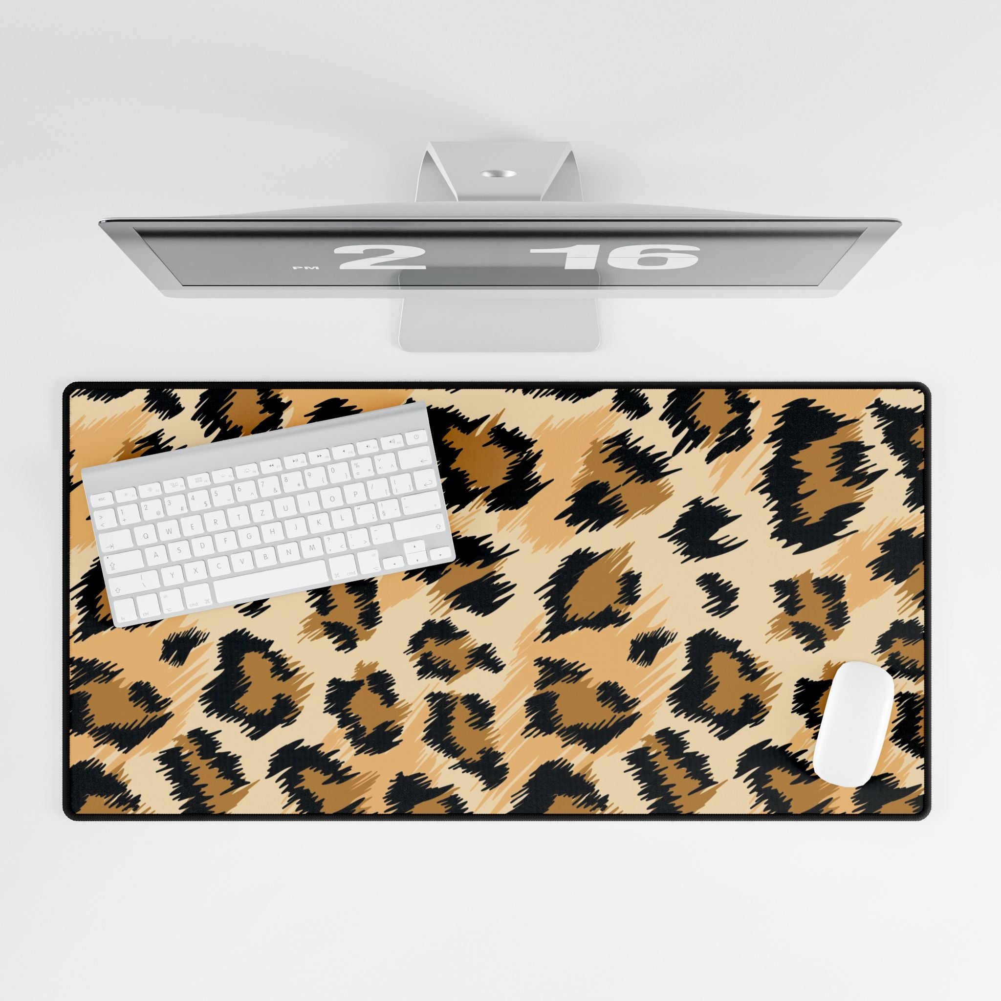 Leopard Print Desk Mat - Oversized Animal Print Gaming/Office Desk Pad