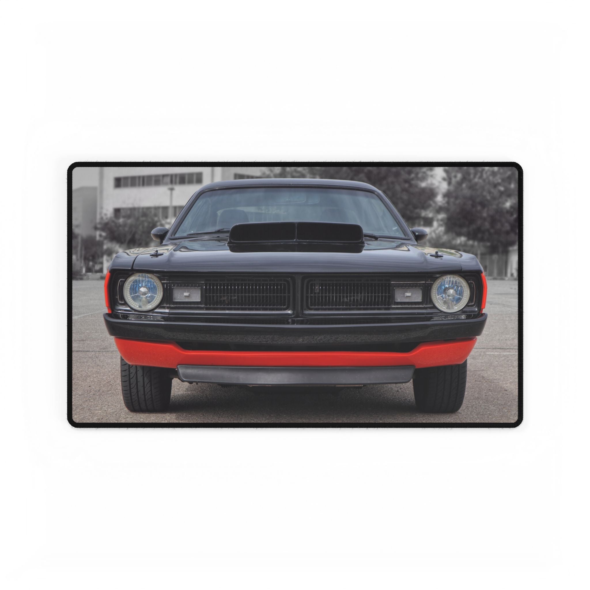 Car Front Desk Mat – Black Classic Muscle Car Photo Desk Pad