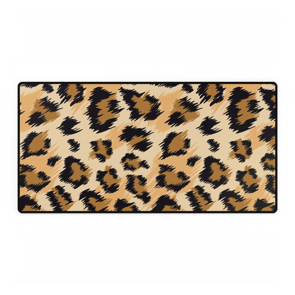 Leopard Print Desk Mat - Oversized Animal Print Gaming/Office Desk Pad