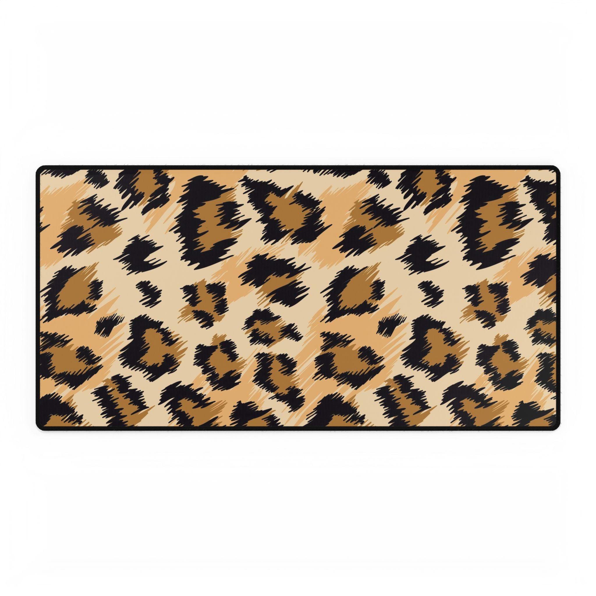 Leopard Print Desk Mat - Oversized Animal Print Gaming/Office Desk Pad