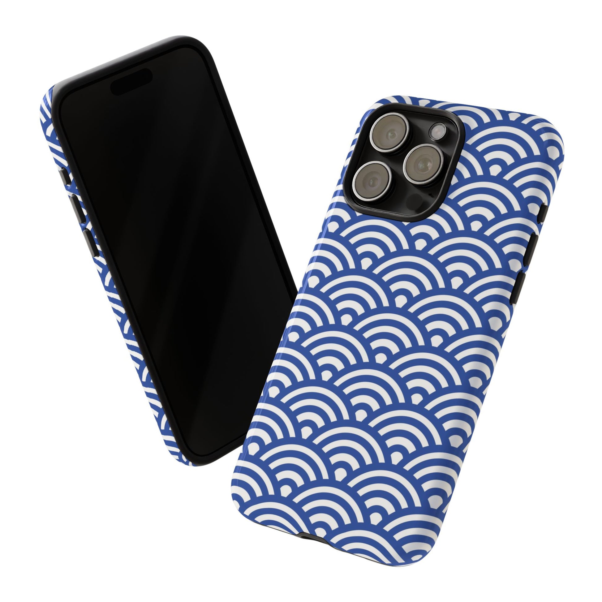 Blue Wave Pattern Tough Phone Case for iPhone 15 models