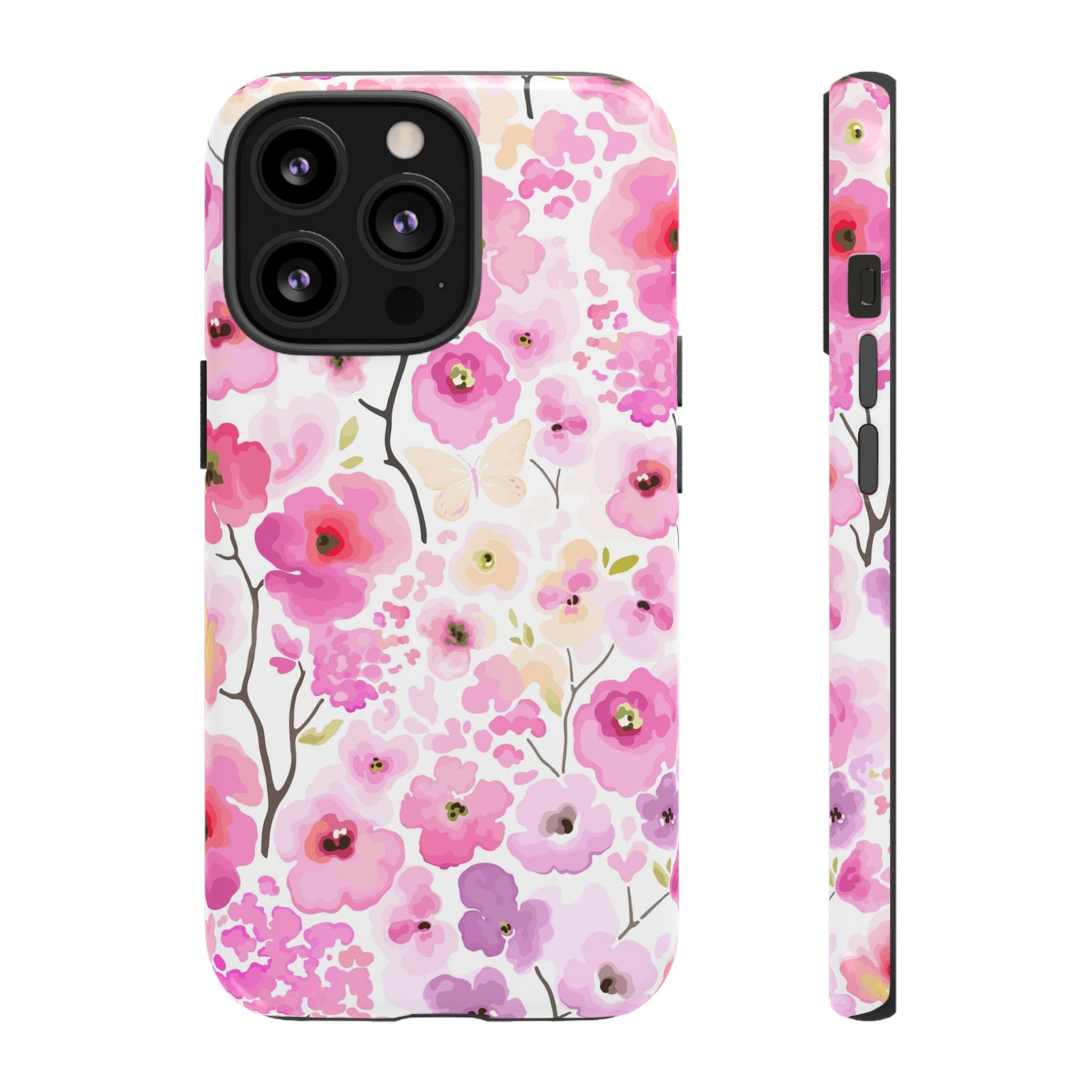 Watercolour Pink Flowers Tough iPhone Case - MVB STUDIO STORE