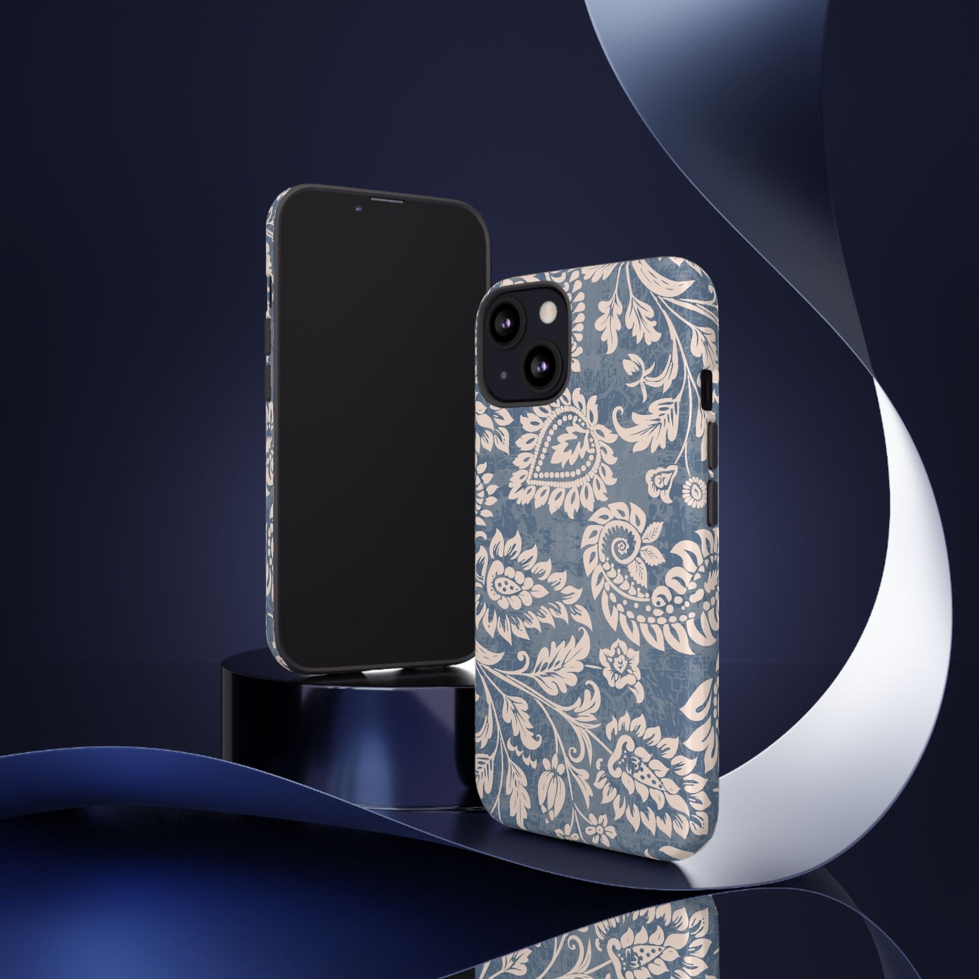 Blue Floral Pattern Tough iPhone Case - MVB STUDIO STORE