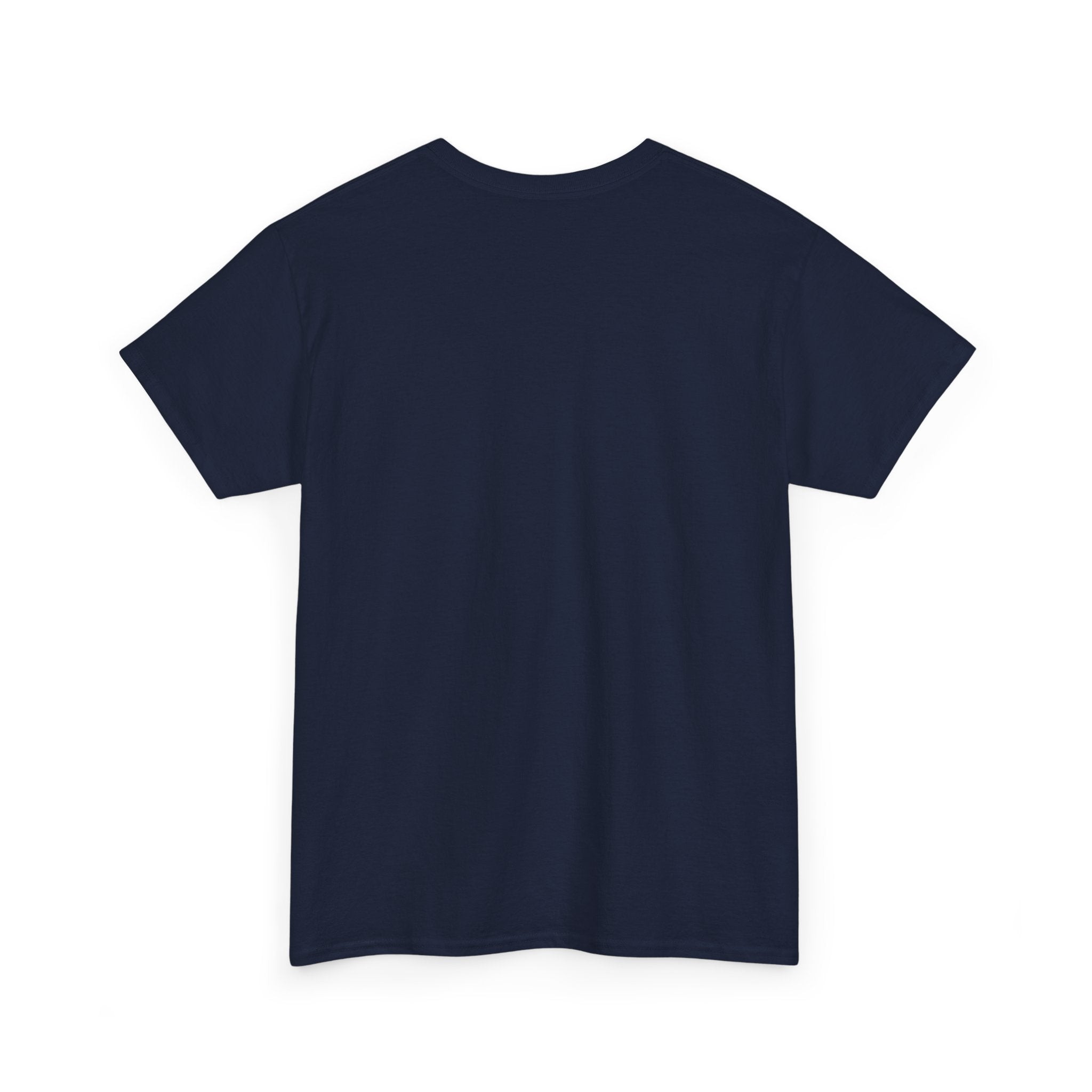 Navy blue t-shirt on a white background