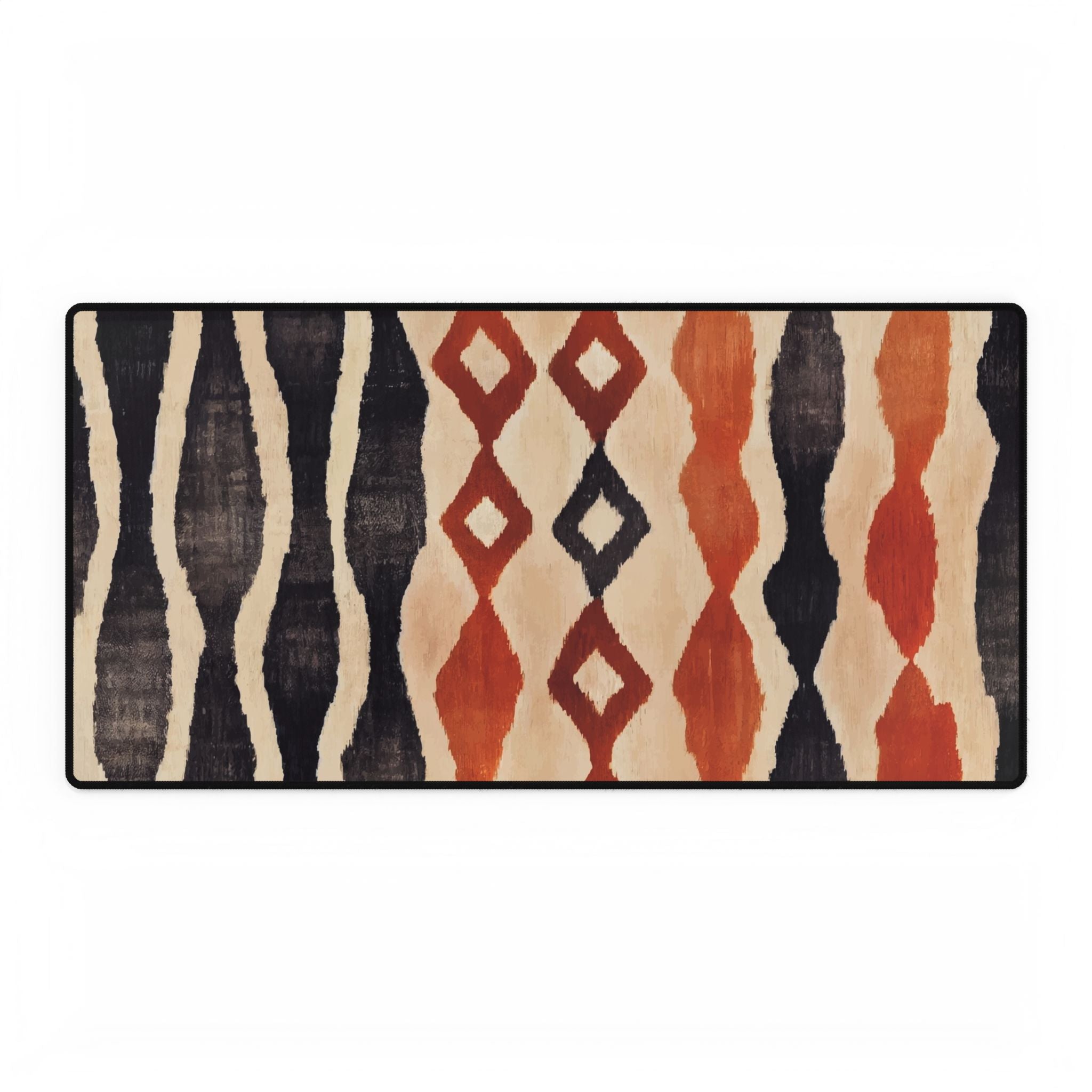 Boho Tribal Desk Mat - Rust & Black Patterned Extended Mouse Pad