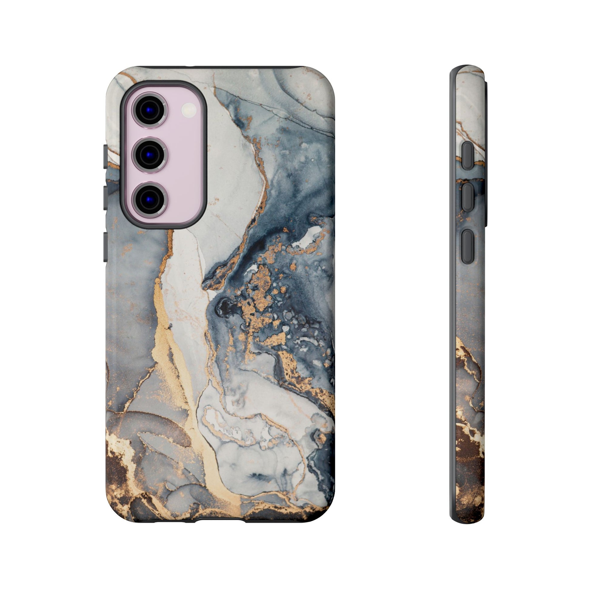 Blue Gold Marble Tough Samsung Phone Case