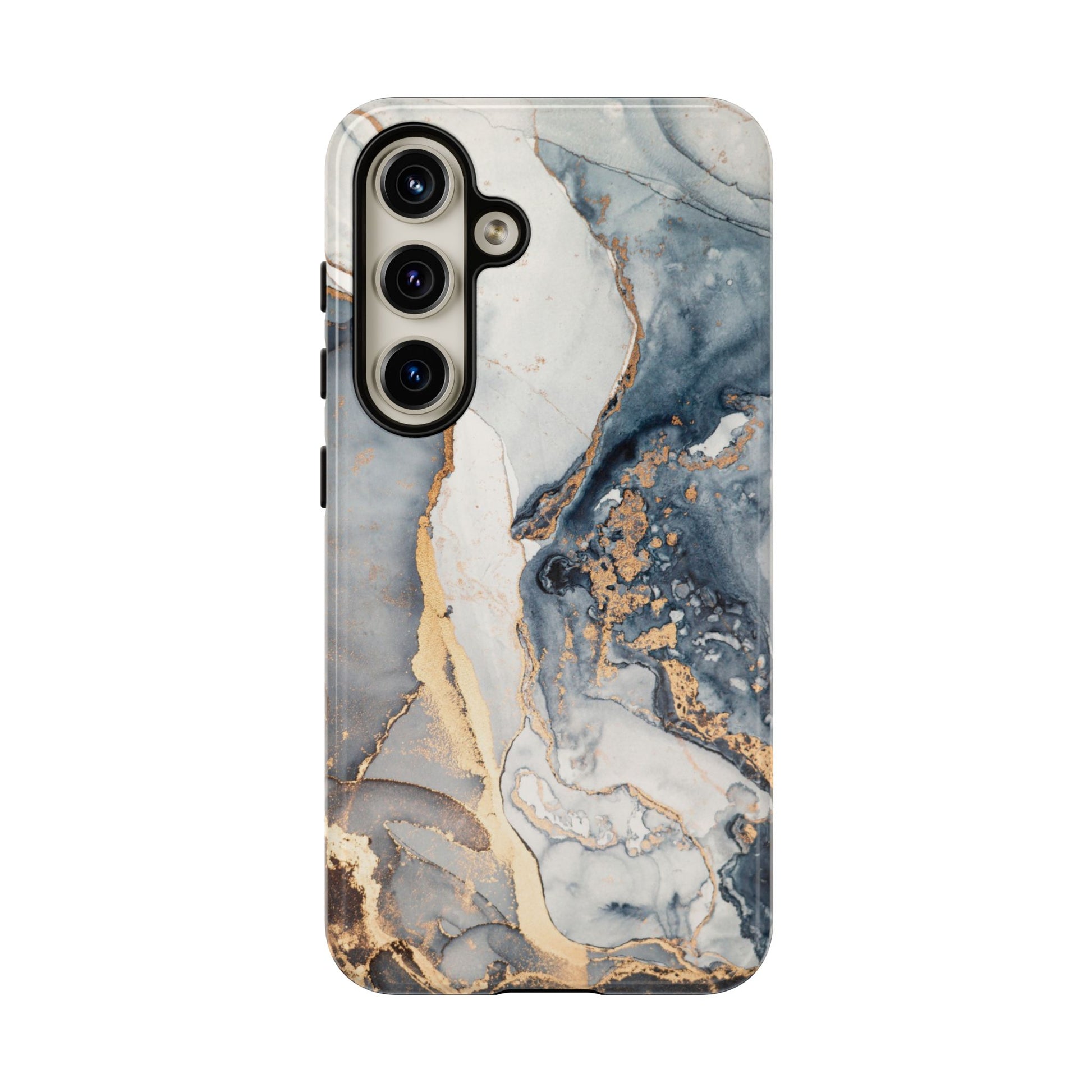 Blue Gold Marble Tough Samsung Phone Case