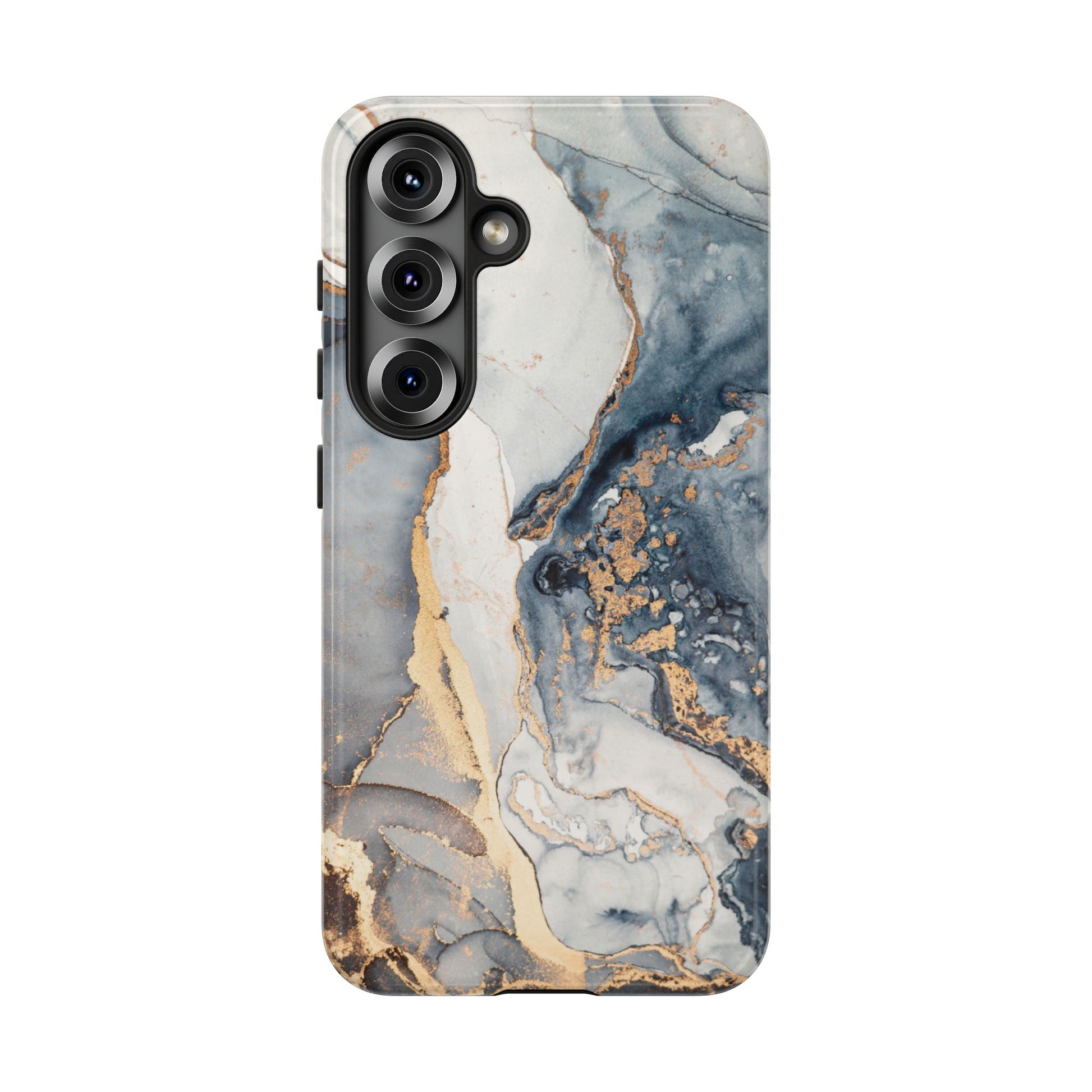 Blue Gold Marble Tough Samsung Phone Case