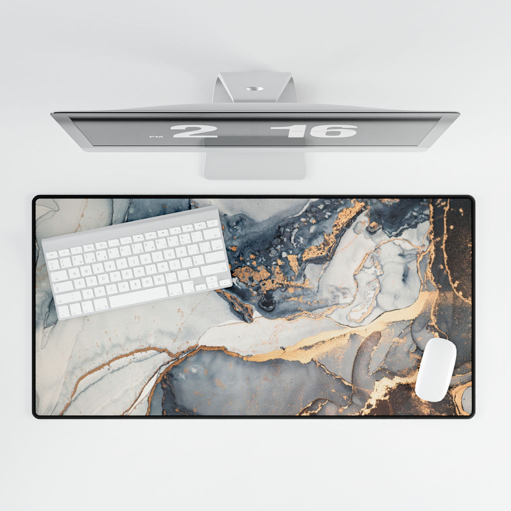 Marble & Gold Resin Desk Mat - Large Decorative Mouse Pad
