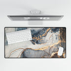 Marble & Gold Resin Desk Mat - Large Decorative Mouse Pad