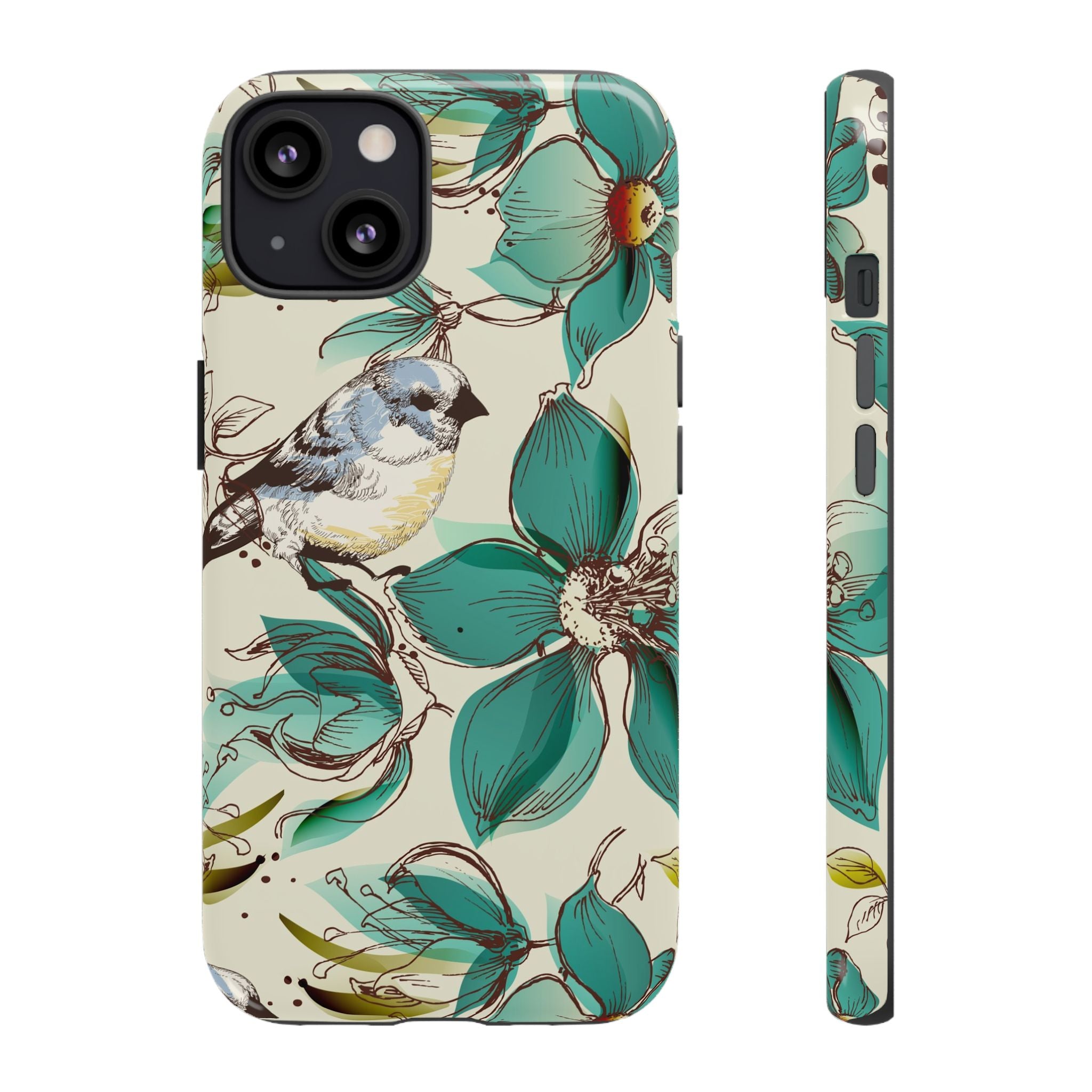 Retro Birds & Flowers Tough iPhone Case - MVB STUDIO STORE