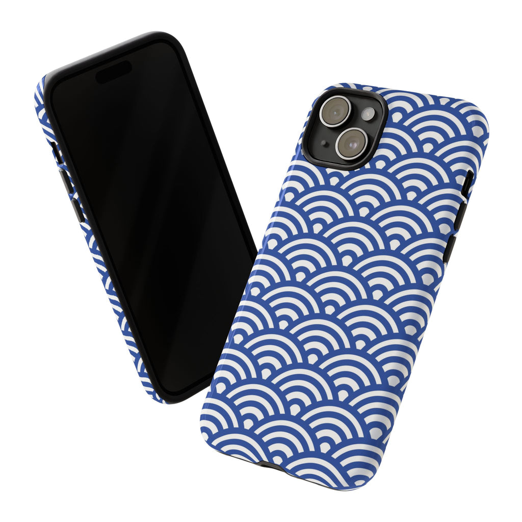 Blue Wave Pattern Tough Phone Case for iPhone 15 models