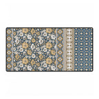 Vintage Floral Patchwork Desk Mat - Blue & Mustard Mousepad Desk Pad - MVB STUDIO STORE