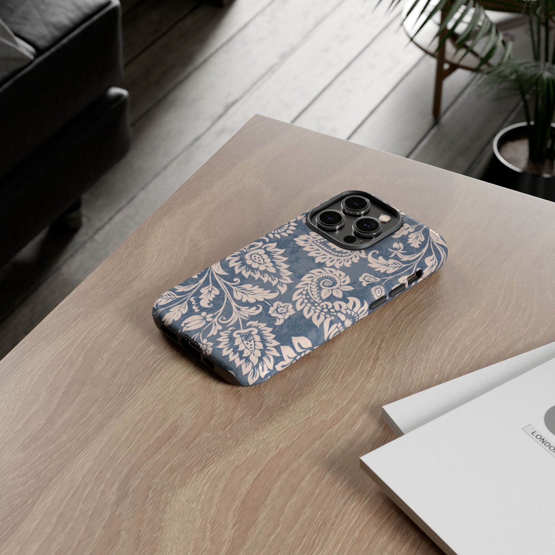 Blue Floral Pattern Tough iPhone Case - MVB STUDIO STORE