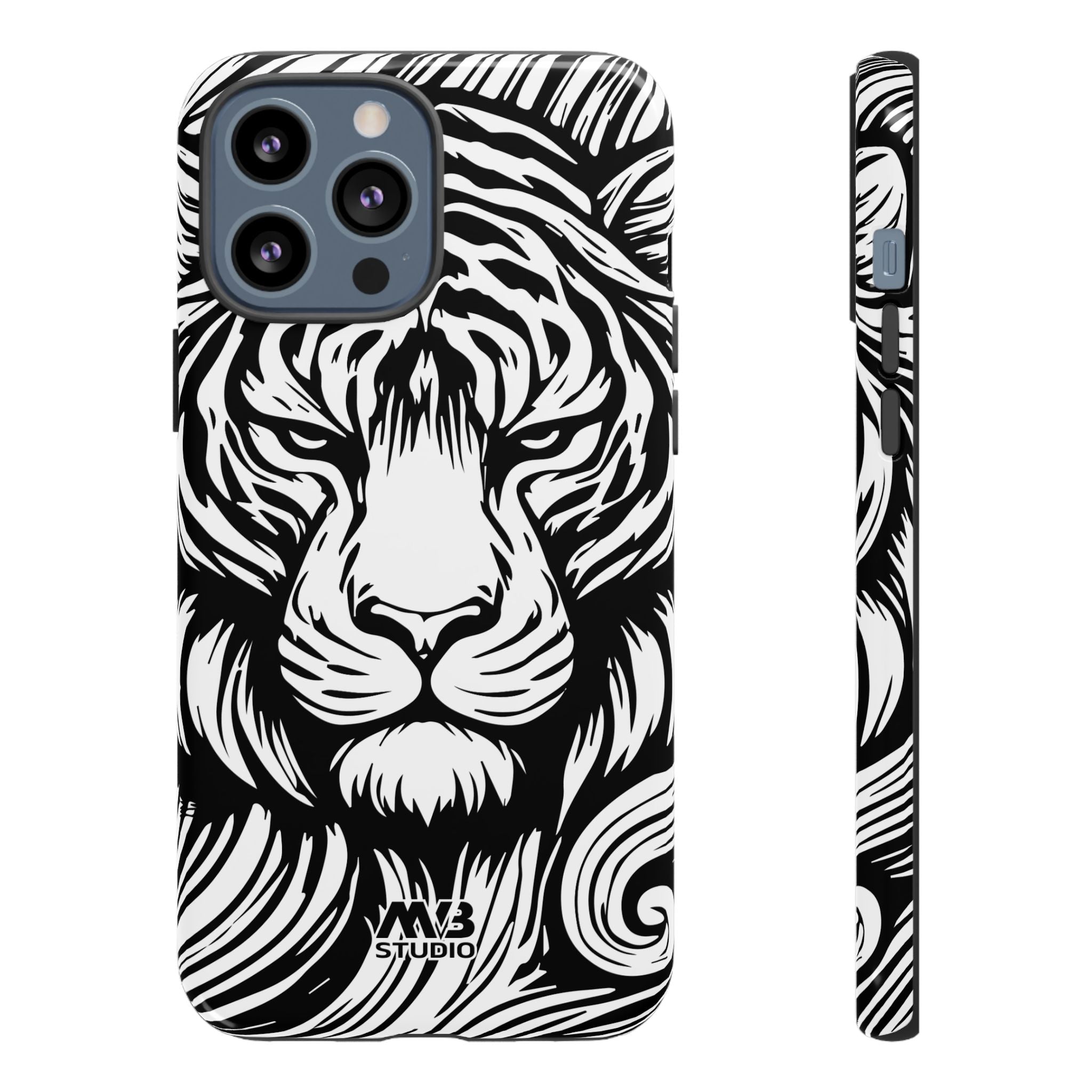 Black & White Tiger Tough iPhone Case - MVB STUDIO STORE