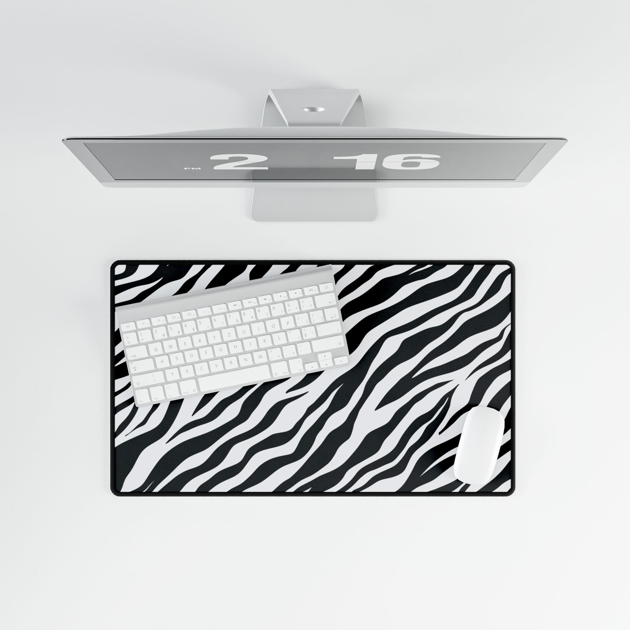 Zebra Stripe Desk Mat - Black & White Large Mouse Pad for Home Office
