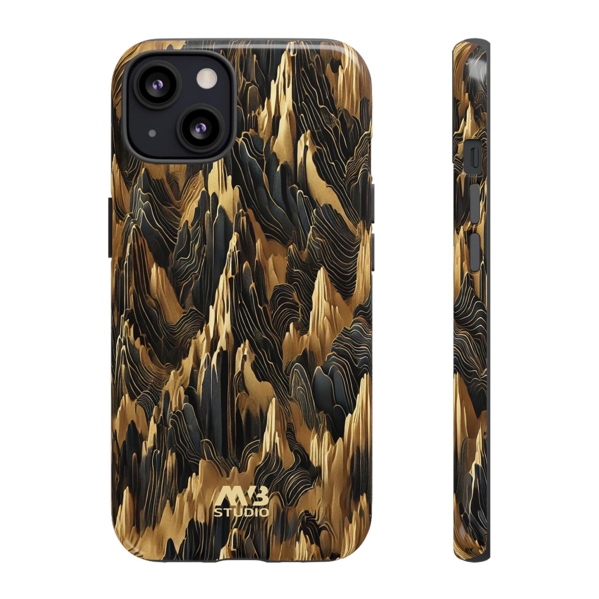 Black & Gold Terrains Tough iPhone Case