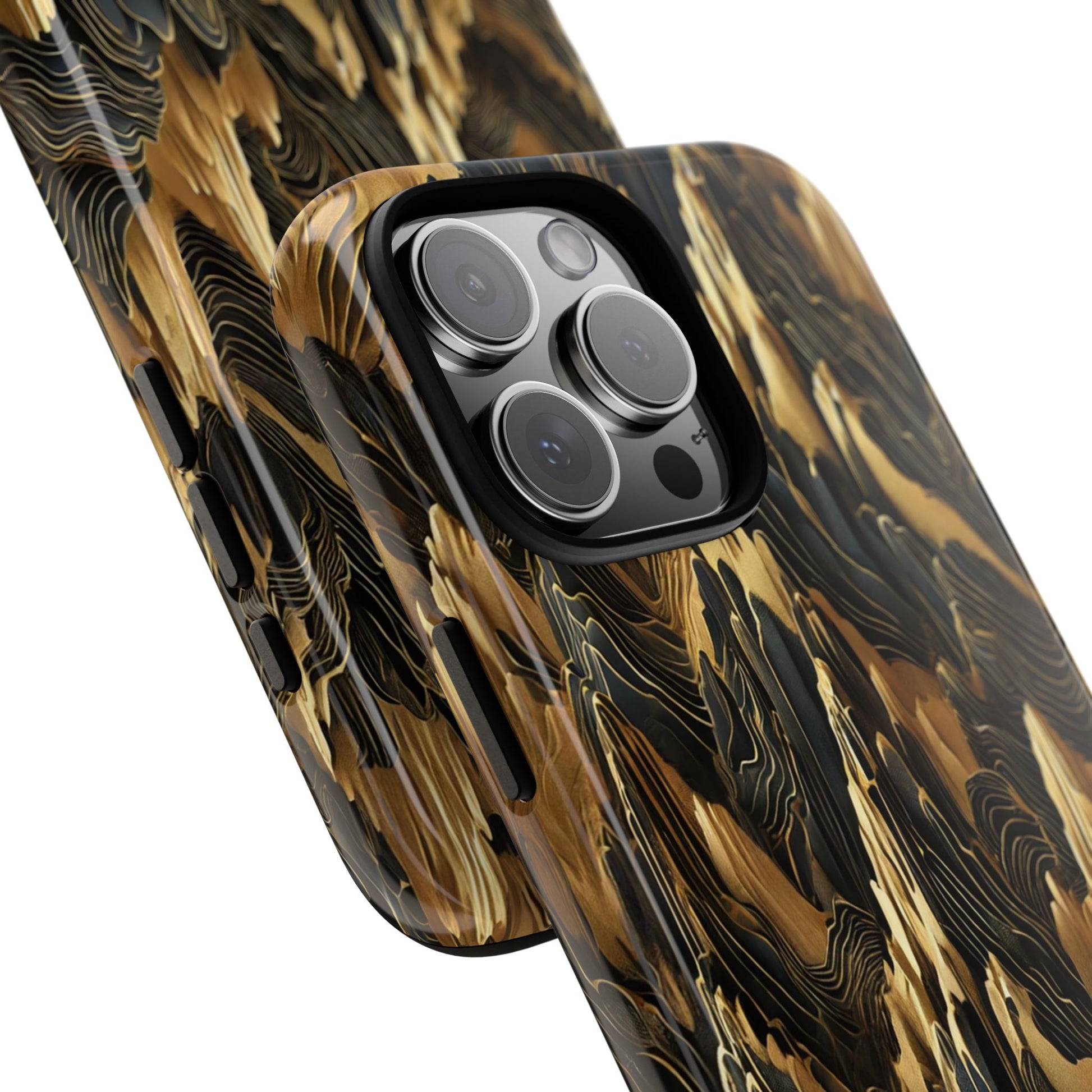 Black & Gold Terrains Tough iPhone Case