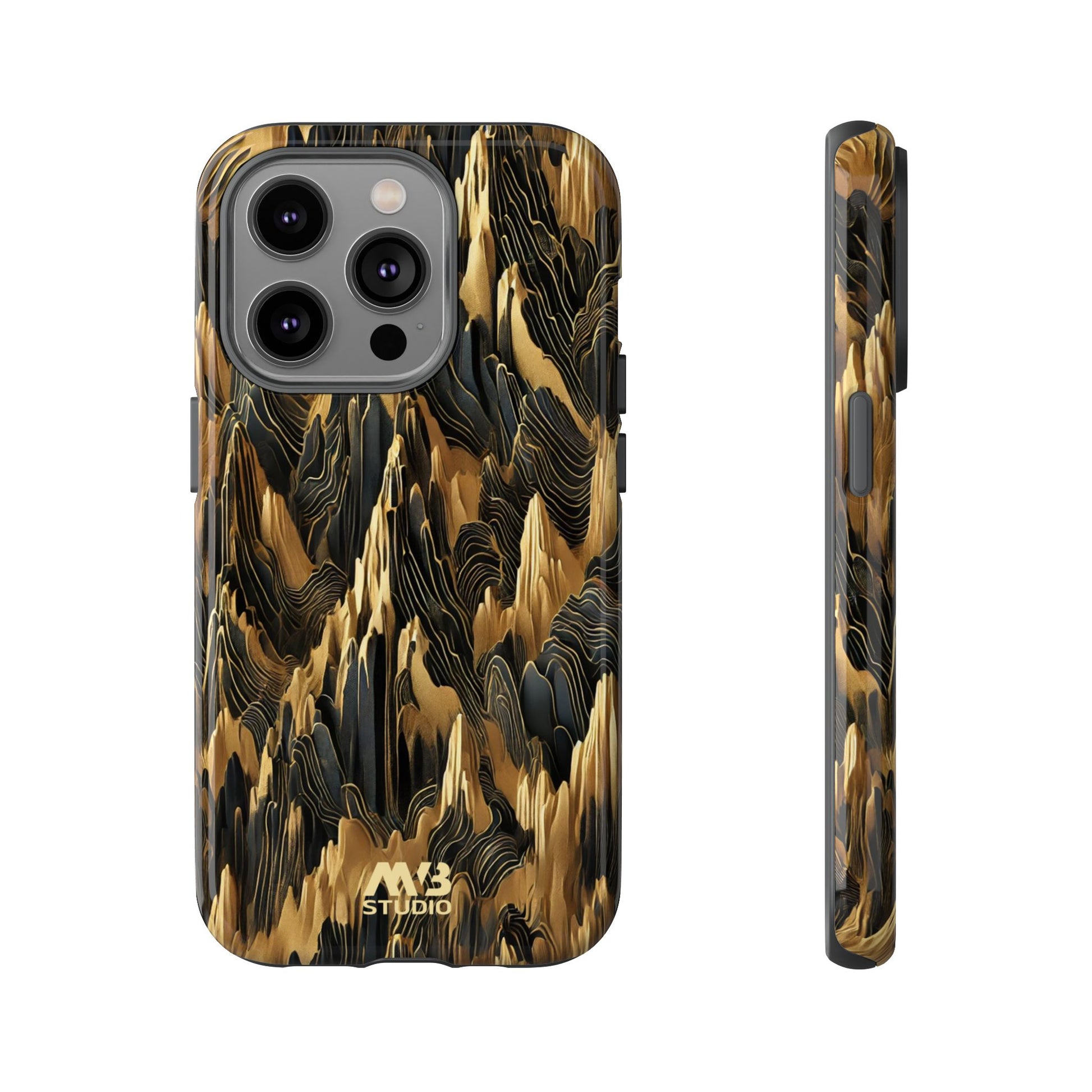 Black & Gold Terrains Tough iPhone Case