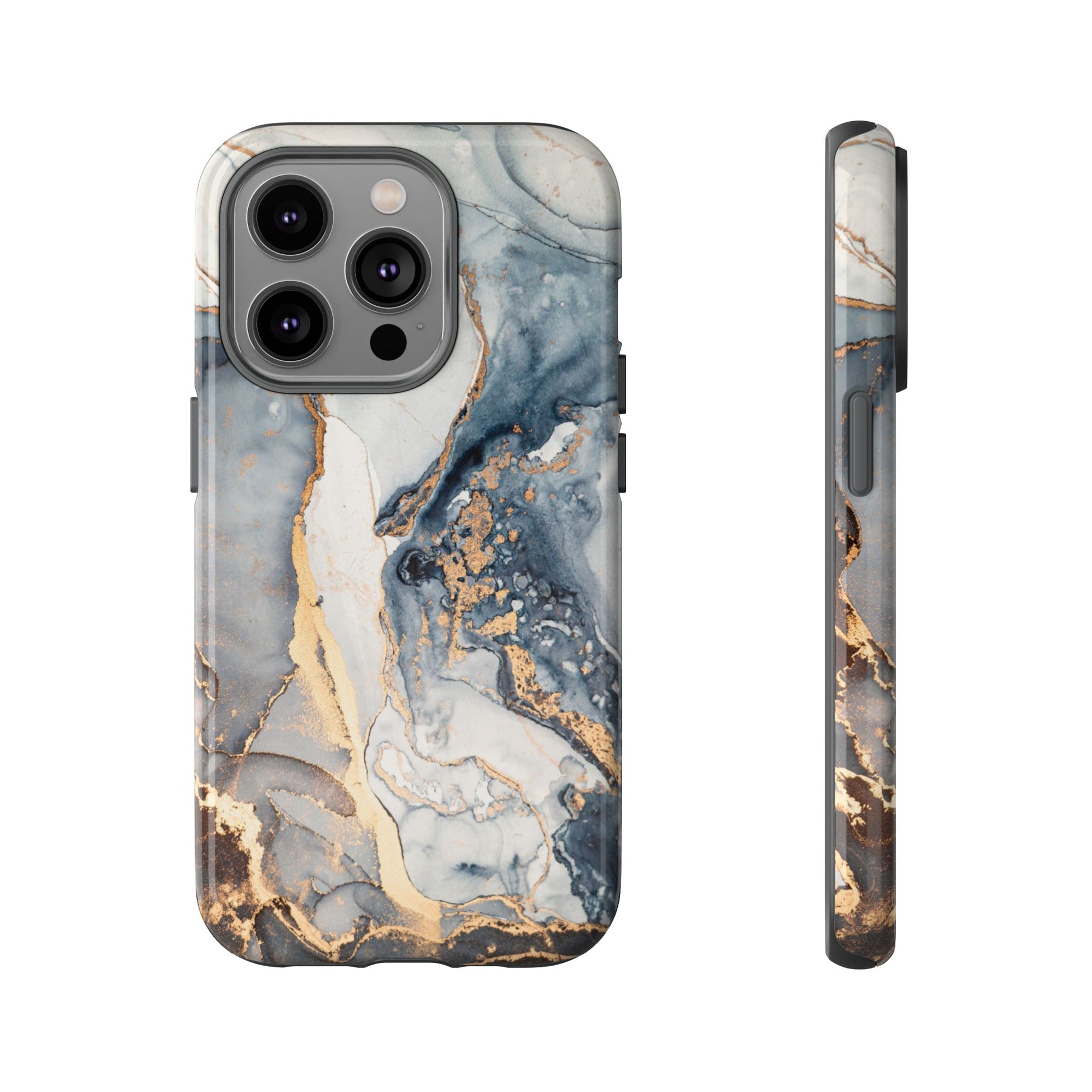 Blue Gold Marble Tough iPhone Case - MVB STUDIO STORE
