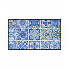 Blue Mediterranean Tile Desk Mat - Large Decorative Mousepad for Home Office