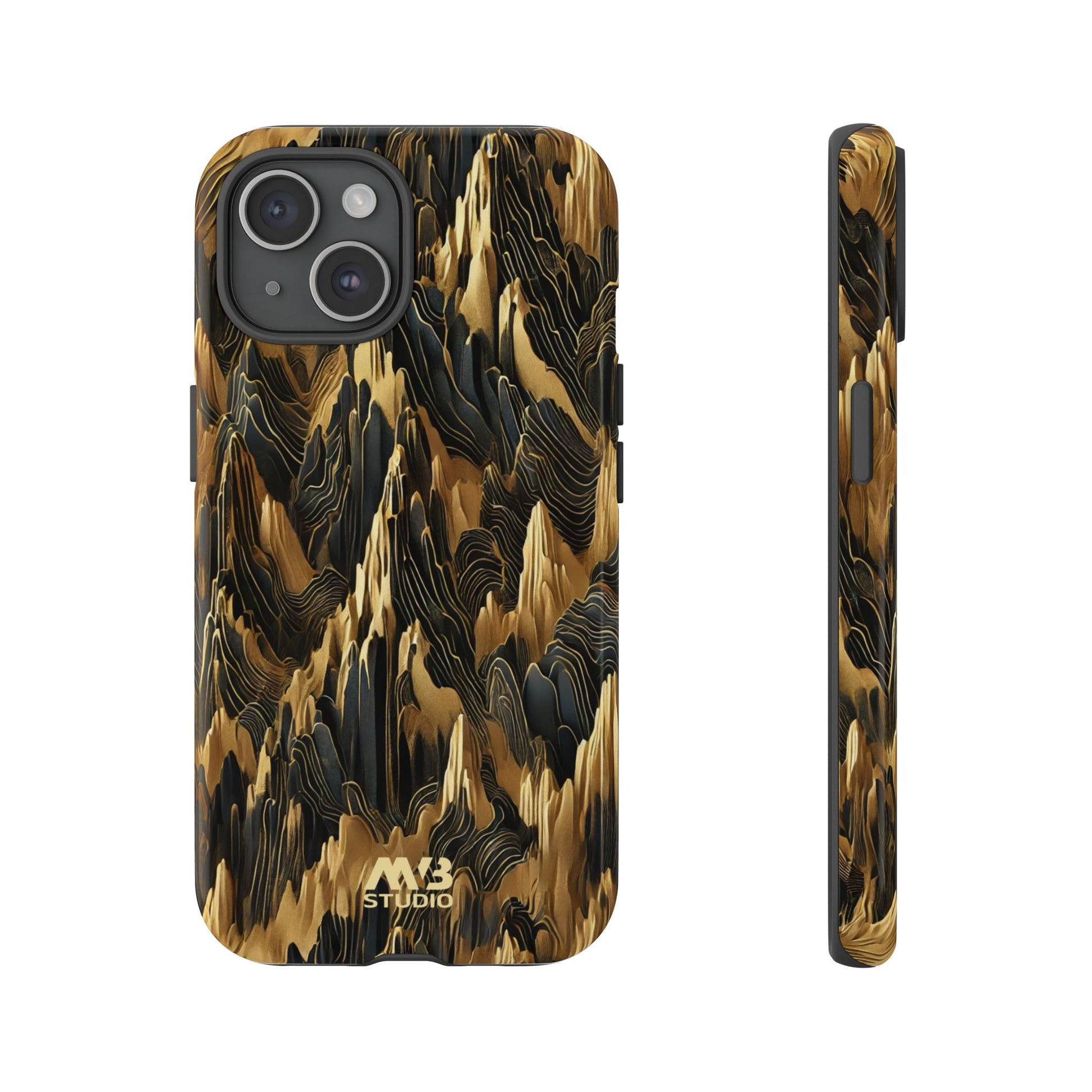 Black & Gold Terrains Tough iPhone Case