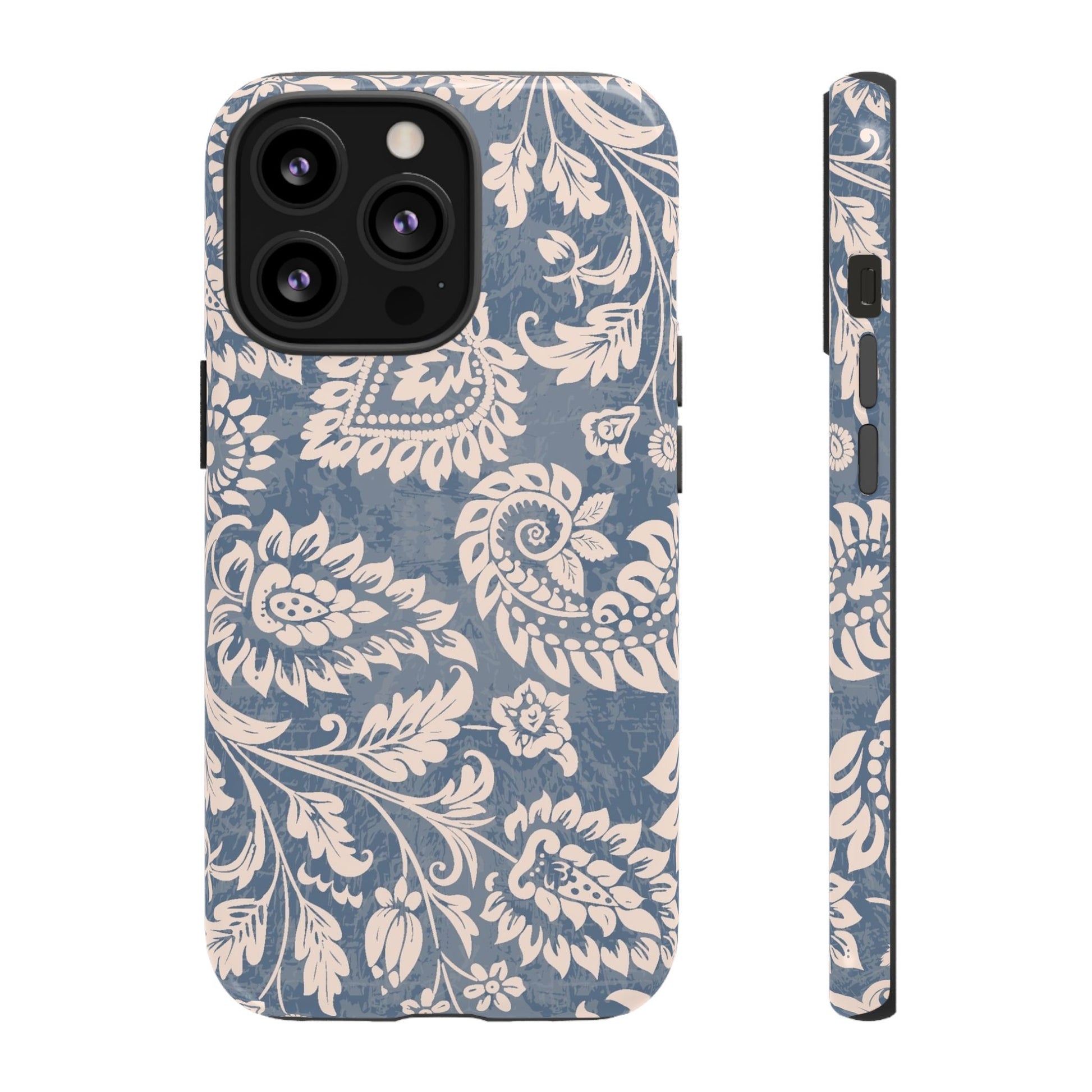 Blue Floral Pattern Tough Phone Case for iPhone 13 models