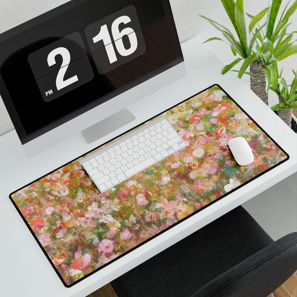 Floral Meadow Desk Mat - Pastel Impressionist Large Mouse Pad