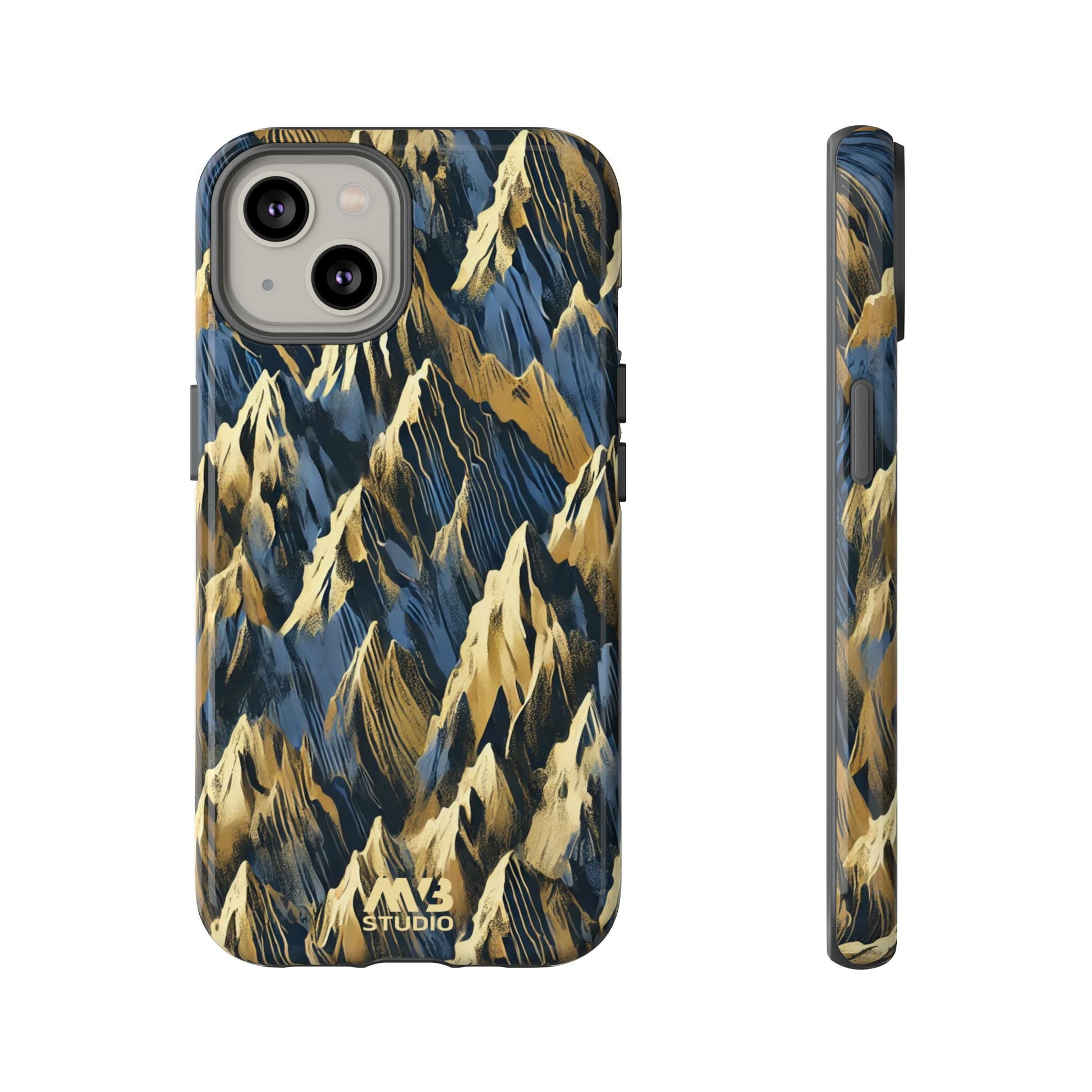 Blue & Gold Terrains Tough iPhone Case