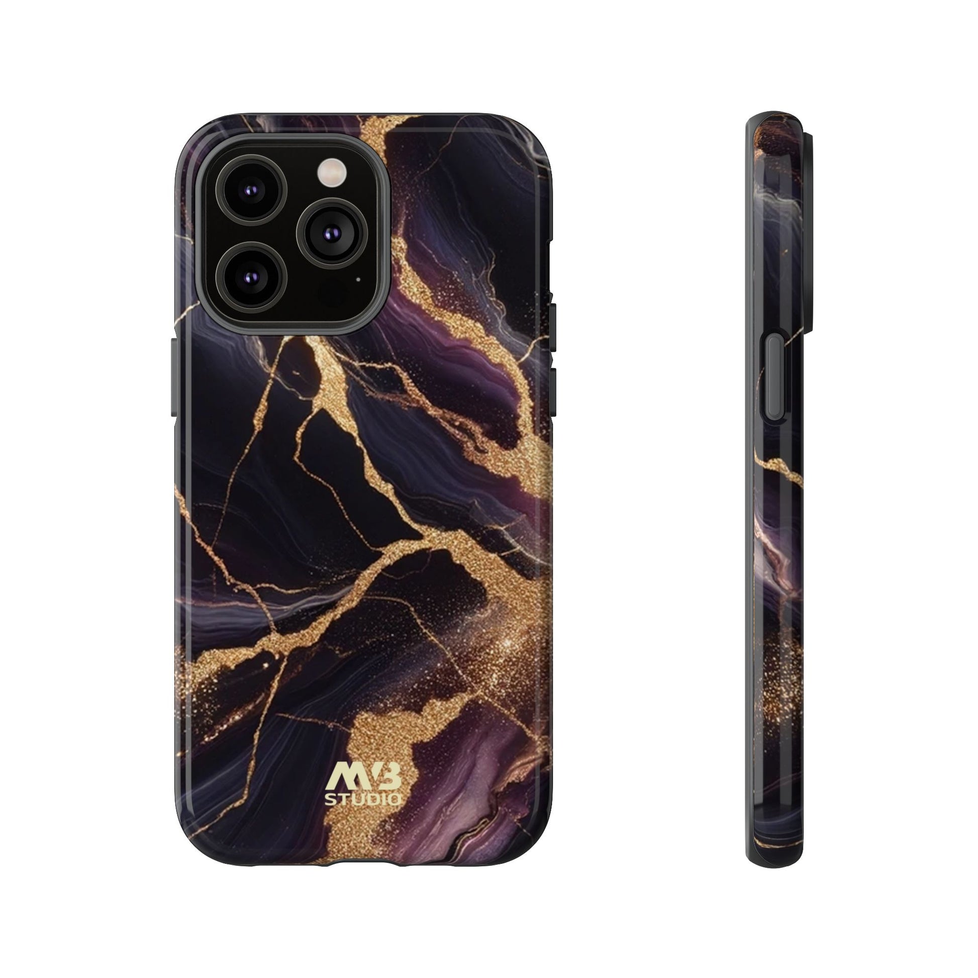 Purple & Gold Marble Tough iPhone Case